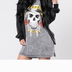 Fashion Nova Gray Skull Graphic Dress